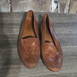 J.T. Beckett Men's Woven Leather Slip-On Loafers in Cognac